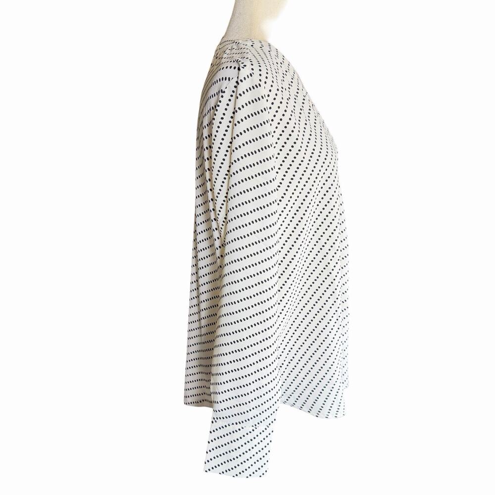 Ann Taylor V Neck Blouse Women's Polkadot Black White L/S L Career Business - Picture 4 of 10